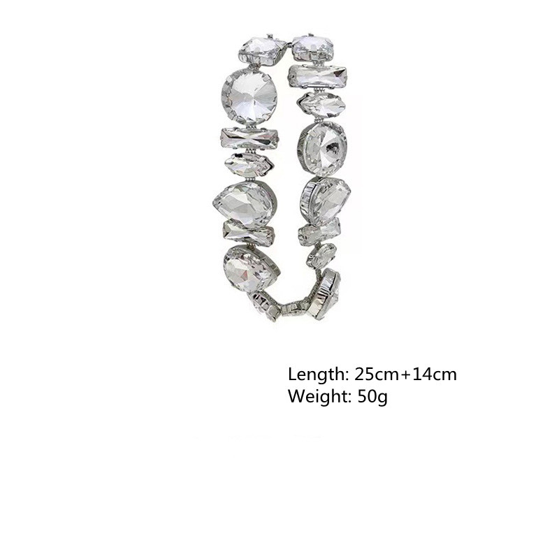 Designer's Small Clear High Grade Water Diamond Chain Necklace with Cool Style Metal Thick Neckchain Personal_voghion.com