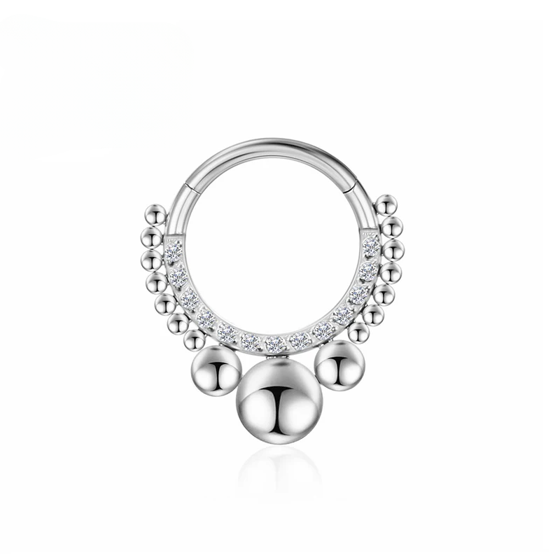 F136 Titan Septum Piercing Helix Näsringar Zirkon Gångjärnssektion Tragus Örhängen Lob Clicker Kroppsbrosk Damsmycken_voghion.com