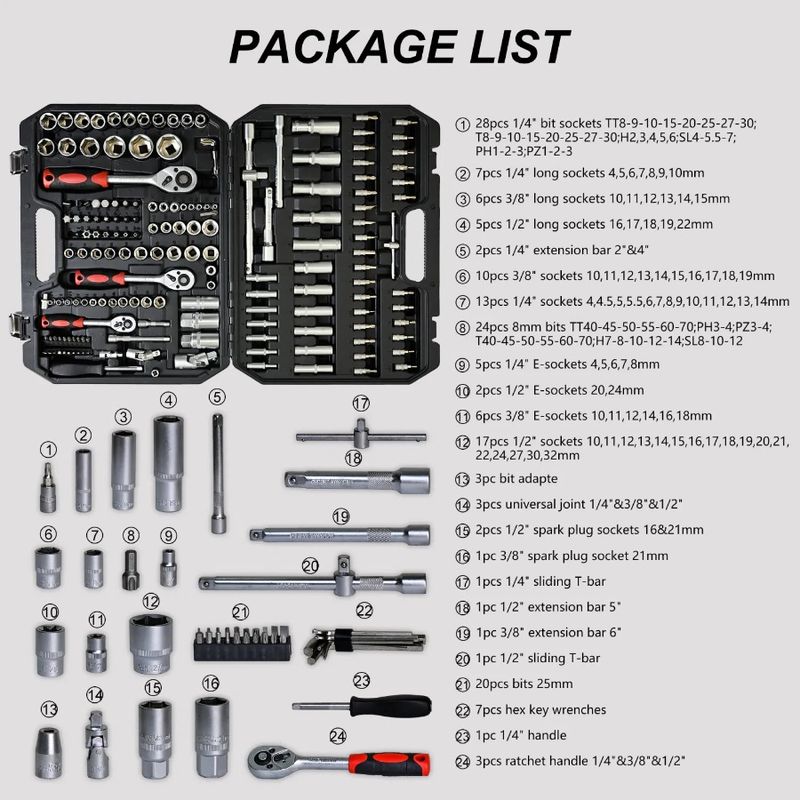 Tool Perfect For Wrench Car Tool Ratchet Home And Universal And Men Toolbox Tool For 171pcs - Socket Set Repair Set Homeown Box_voghion.com