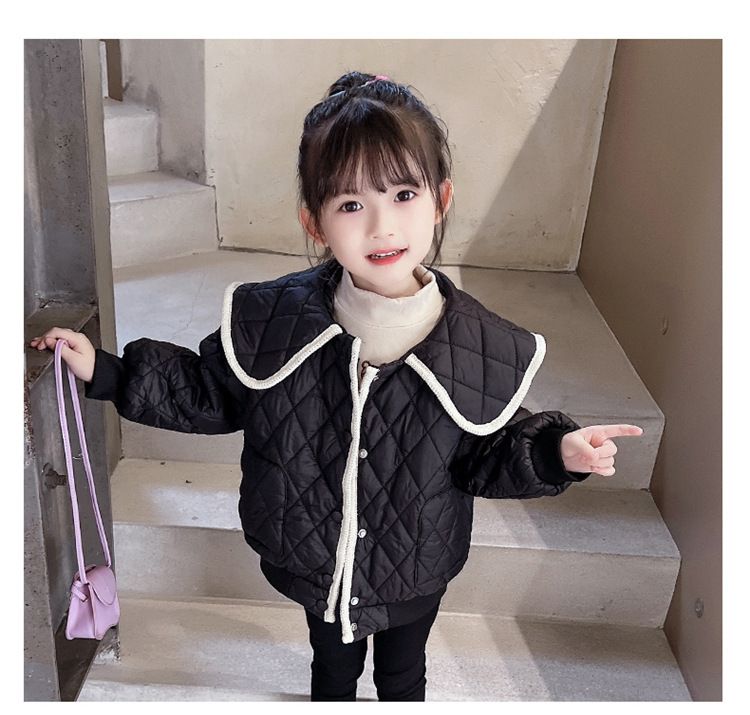 Παιδικό ζεστό κολάρο κούκλας με επένδυση από βαμβάκι για φθινόπωρο και χειμώνα, κοντό και ελαφρύ μπουφάν με επένδυση από βαμβάκι_voghion.com
