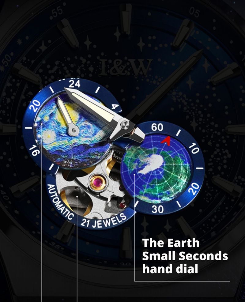 I&W Small Second Automatic Watch Japan MIYOTA Watches For Man 24 Hours Luminous 5bar Waterproof Sapphire Mechanical Wristwatches_voghion.com