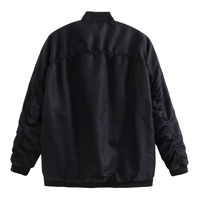 Women's plus-size bomber loose biker jacket_voghion.com