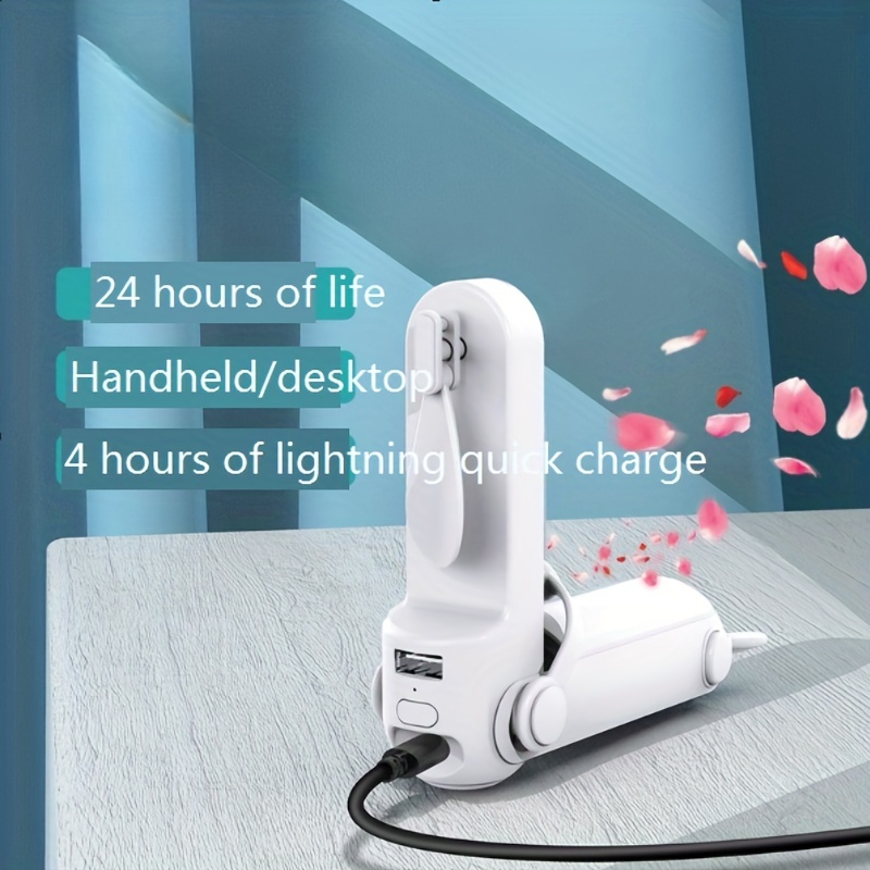 Mini Fan Portable Folding Handheld Fan USB Multifunctional Charging Treasure Flashlight 3-in-1_voghion.com