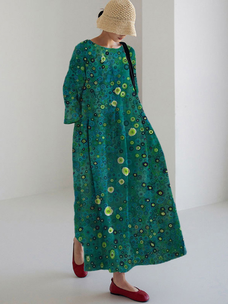 Abito da donna a maniche corte con tecnologia pull-frame in simil cotone_voghion.com