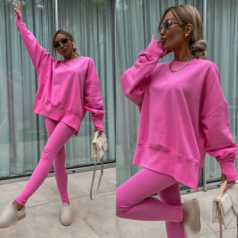Abbigliamento da donna Autunno e inverno Tinta unita Maglione a maniche lunghe Giacca casual Tuta sportiva_voghion.com
