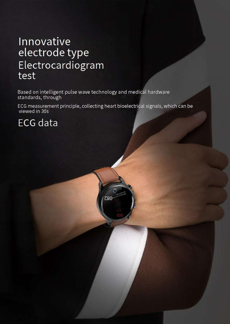Smart Watches E400 Smart Watch ECG+PPG Niet-invasieve bloedsuikerspiegel Lichaamstemperatuur Bloedzuurstof Elektrocardiogram met 1,39 inch groot scherm_voghion.com