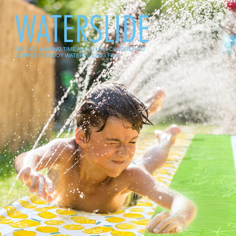 Kids Water Slide With Splash Board Giant Lemon PVC Outdoor Slip Slide For Backyard Durable Yellow Water Play Slide For Children's Summer Fun_voghion.com