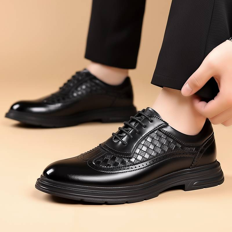 Pantofi Derby la modă pentru bărbați, negri, britanici, de afaceri, formali, cu șireturi, din piele, maro, britanic, pentru banchet, pantofi din piele de mireasă_voghion.com