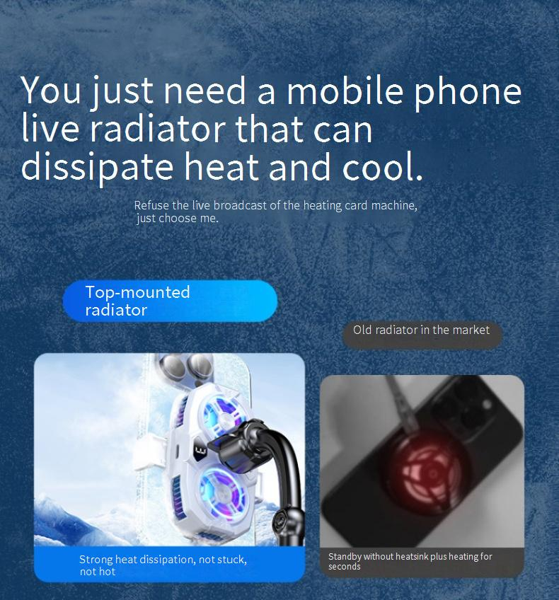 Semiconductor Phone Cooler - Clip-on Cooling Fan For Gaming (4℃-25℃ Adjustable ≤20dB)_voghion.com