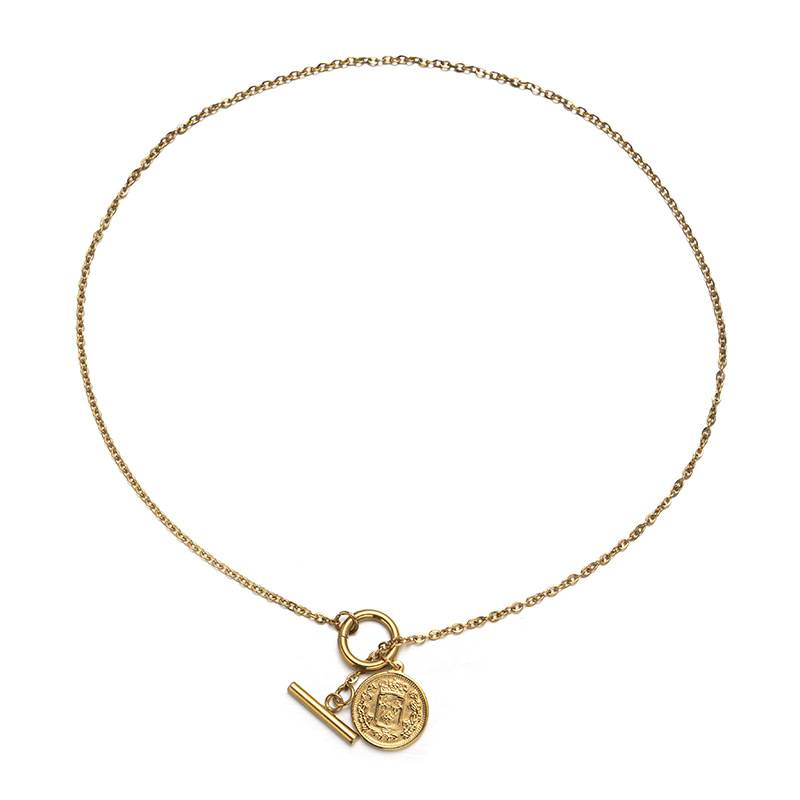 Collier avec pendentif carré et rond en laiton plaqué or, style rétro, exquis, pour femme, collier avec tête humaine, tendance et polyvalente_voghion.com