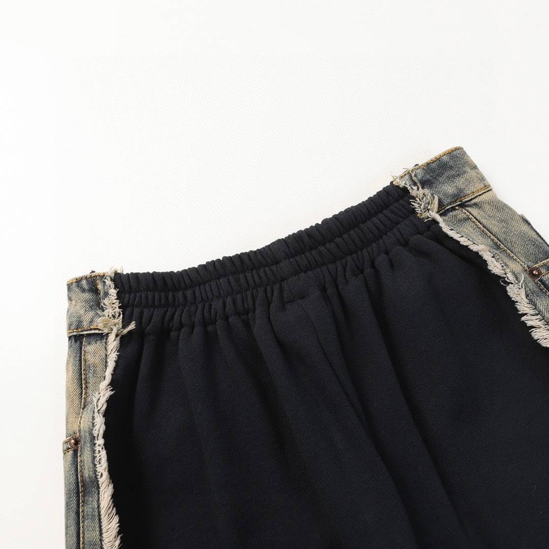 Jeans a vita alta di alta qualità Main Branch AB Side Deconstruction Color Collision, pantaloni larghi da uomo_voghion.com