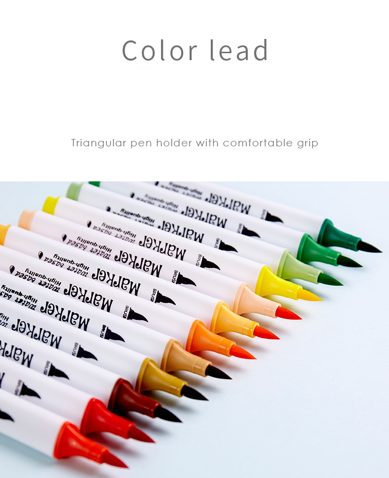 36-Color Washable Dual-Tip Watercolor Markers For Kids, Soft Brush & Fine Tip Art Markers Set, Non-Toxic Quick-Dry Coloring Markers For Drawing_voghion.com