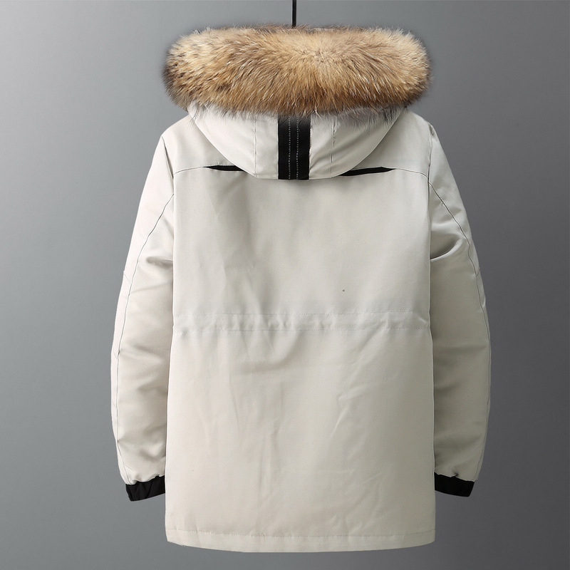 Men's Clothing Workwear Down Jacket, Long Length, Thickened, Unisex Winter Coat, Waterproof, Machine Washable, 600 Fill Power White Duck Down_voghion.com