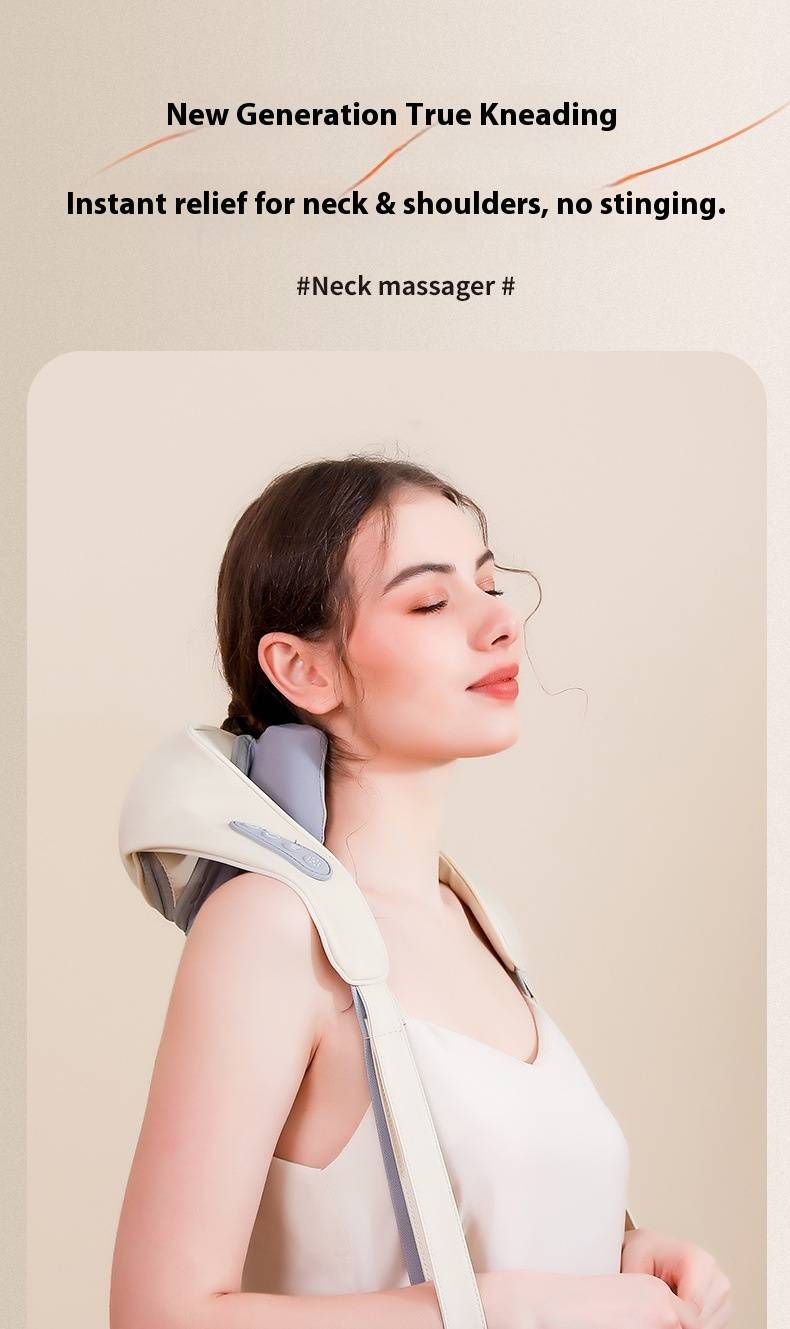 Electric Neck And Shoulder Massager With Heat Therapy - 2 Kneading Nodes, 3 Adjustable Modes, USB Powered For Home & Office Relaxation_voghion.com
