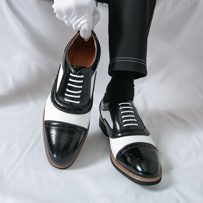 New Men's British Brown Business Derby Shoes Leather Lace-up Casual Office Black Men's Shoes Banquet Dress Wedding Oxford Shoes_voghion.com