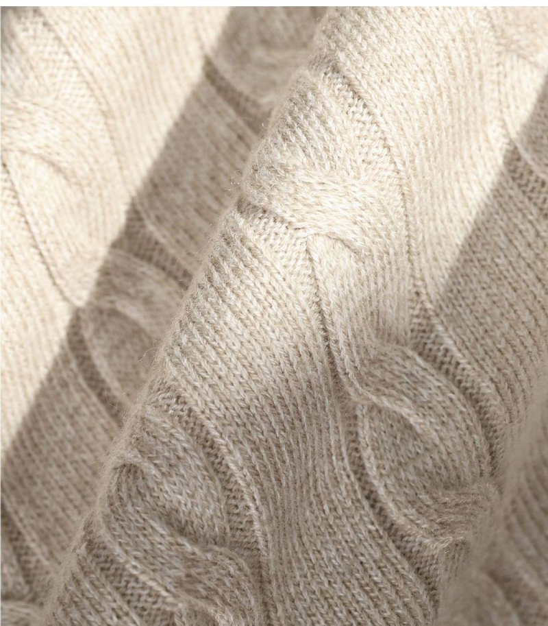 « Pull à col montant en maille torsadée pour homme - Pull zippé style classique pour l'automne et l'hiver »_voghion.com