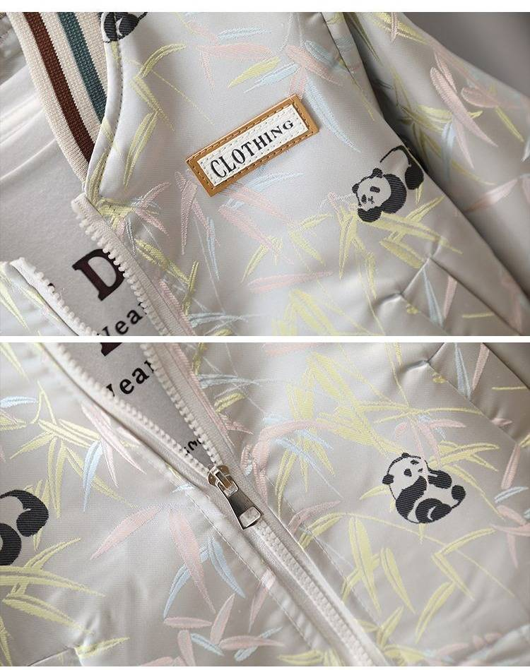 Giacca da baseball per bambini con motivo jacquard panda - Elegante capospalla primaverile per bambini (90-150 cm) Tendenze moda_voghion.com
