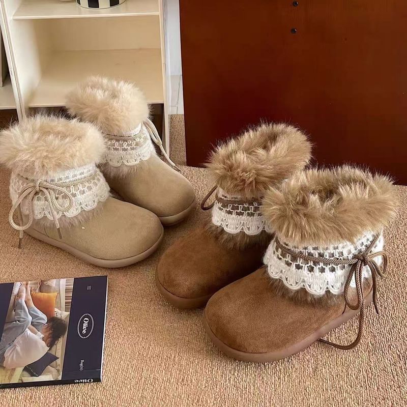 Bottes de neige fourrées pour enfants, antidérapantes et chaudes, nouveau modèle hiver 2025 avec semelle épaisse en polaire, semelle intermédiaire, grandes chaussures en coton, bottines_voghion.com