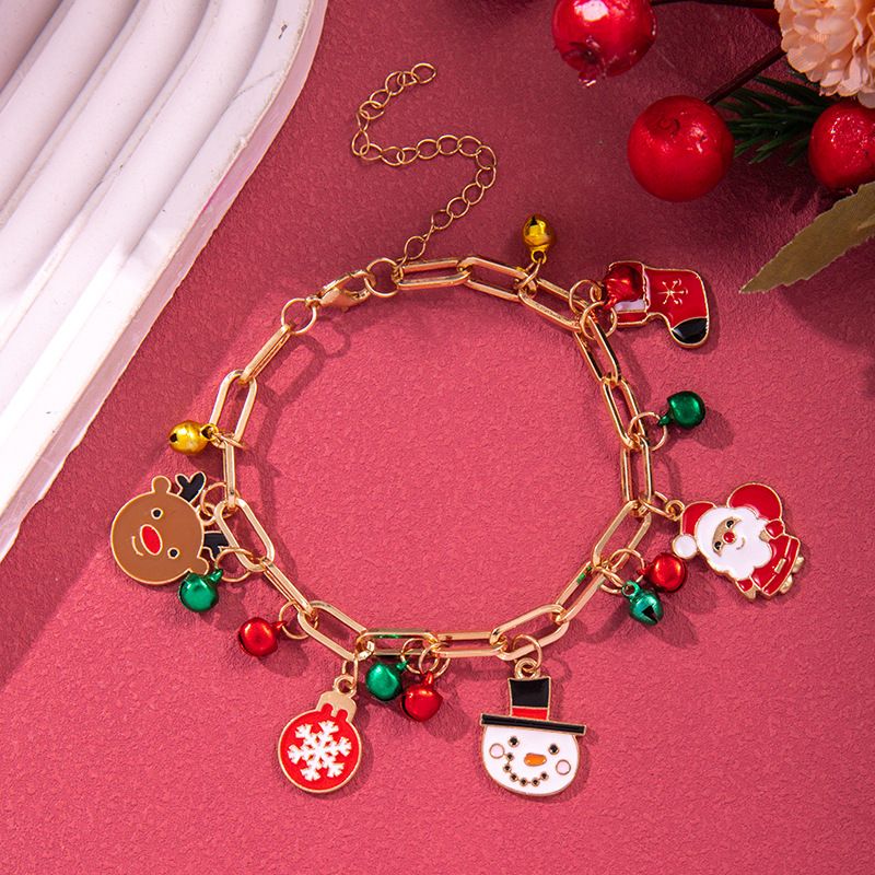 Bracelets à maillons et chaîne en argile souple en alliage avec sapin de Noël et élan mignons_voghion.com