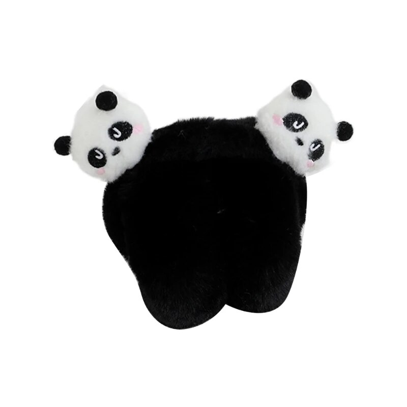 Încălzitoare de urechi moi și cu panda de pluș, activități în aer liber de iarnă, vă țin de cald pe vreme rece pentru Halloween_voghion.com