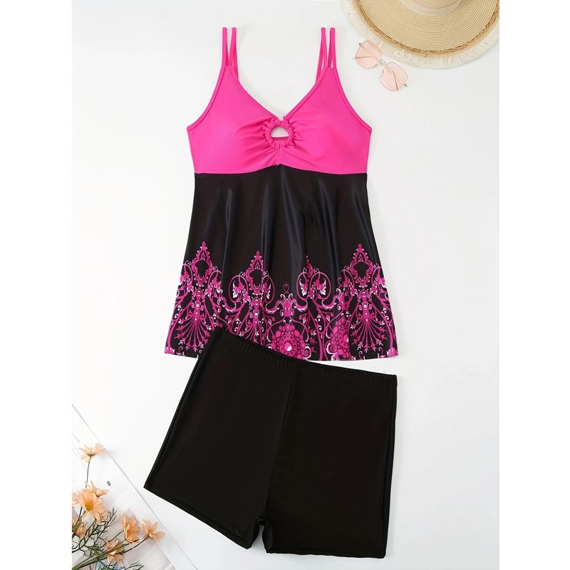 Maillot de bain deux pièces à jupe pour femme (couverture intégrale UPF 50+)_voghion.com