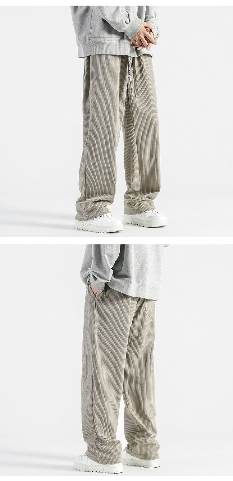 Heavy Corduroy Pants 2025 New Autumn And Winter Straight Leg Workwear Casual Pants Hong Kong Style All Match Couple Trousers Men_voghion.com