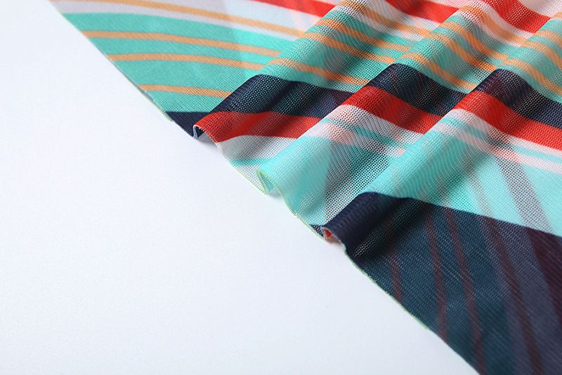 T-shirt slim à manches longues et col mi-haut pour femme, imprimé abstrait, coupe ajustée_voghion.com