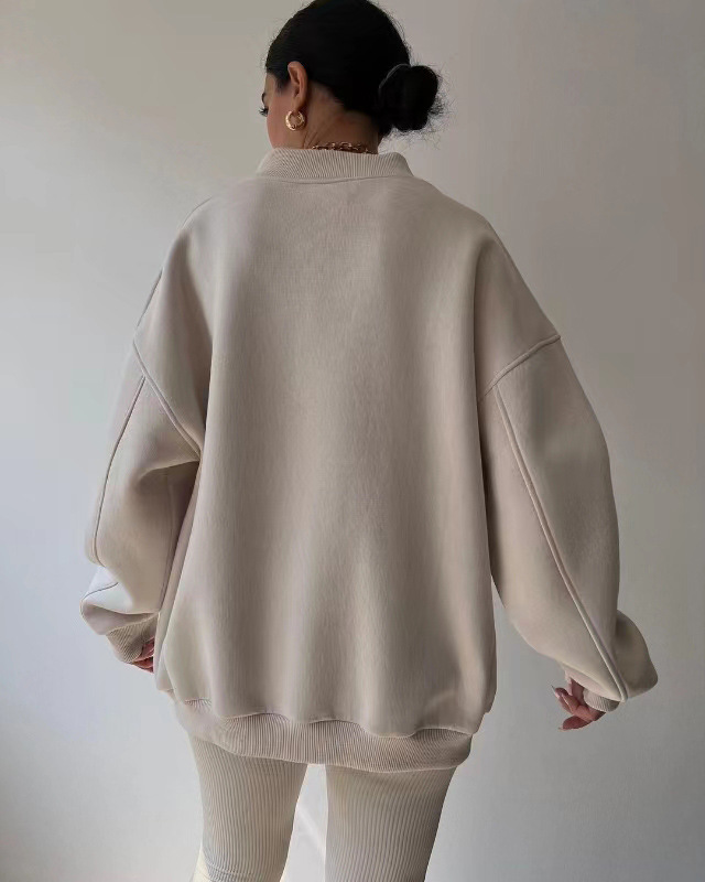 Dammen Hierscht a Wanter V-Ausschnëtt Langärmlech villsäiteg Sweatshirt fir Fraen_voghion.com