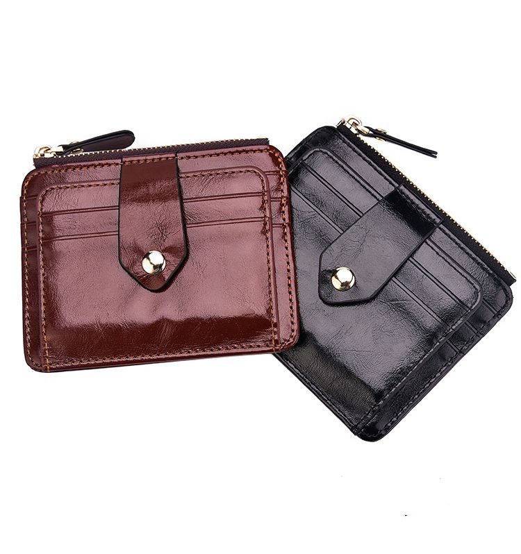 Europese en Amerikaanse portemonnee Retro Fashion Dollar Handtas Olie Gewaxt Leer Rits Portemonnee Sleutel Munt Kaarthouder_voghion.com
