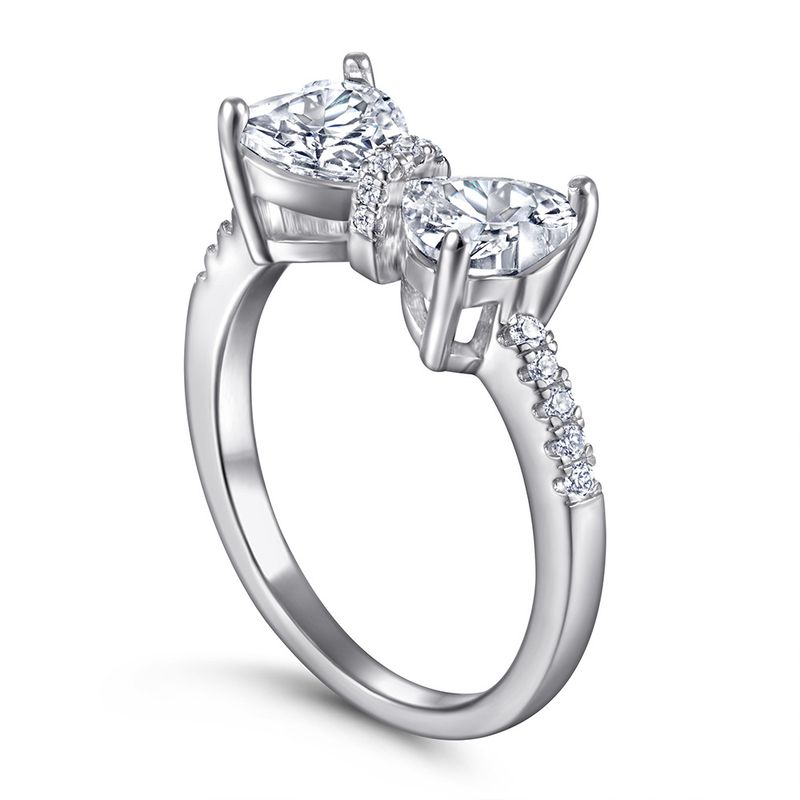 Anelli Anello in argento sterling S925 Anello con fiocco carino Anello con zircone a forma di cuore e diamanti per donna_voghion.com