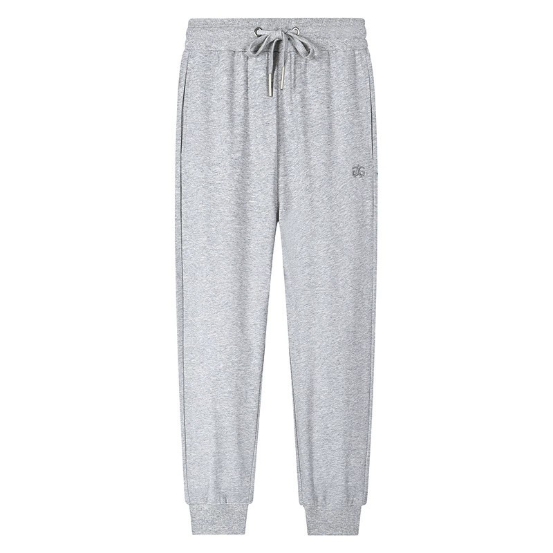 Ropa de mujer Pantalones deportivos grises finos bordados para mujer con pantalones sueltos informales de cintura alta para correr de noche pantalones elásticos de algodón_voghion.com