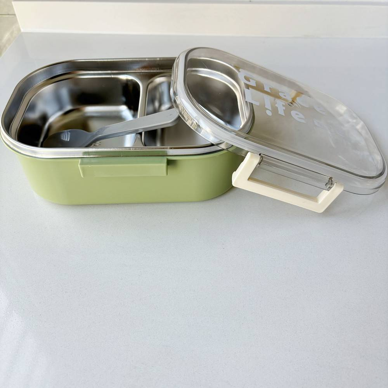 Hochwertige Lunchbox für Unisex-Grundschüler mit zwei Fächern, koreanische Lunchbox für Büroangestellte mit Reis und Geschirr_voghion.com
