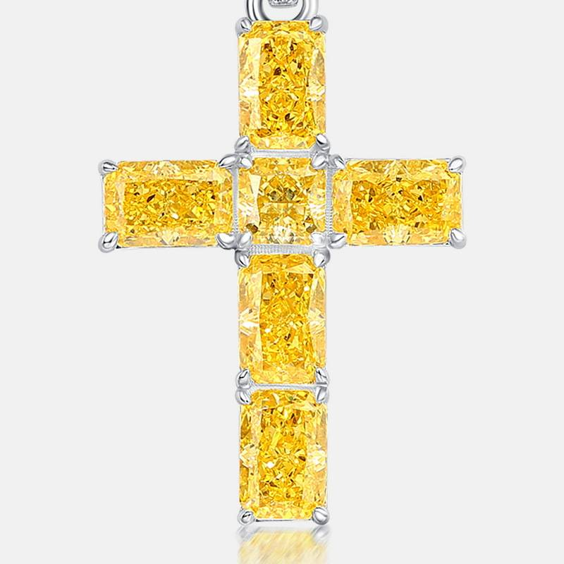 S925 Silver Cross High Carbon Diamond Pendant Rap Hip Hop Men And Women Clavicle Chain High Grade_voghion.com