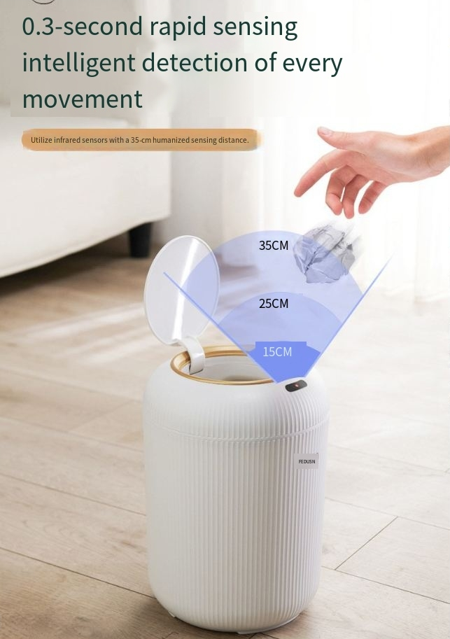 Cestino per la spazzatura di lusso, di alta qualità, a induzione intelligente, stile lanterna a righe con coperchio, per la casa, soggiorno, camera da letto_voghion.com