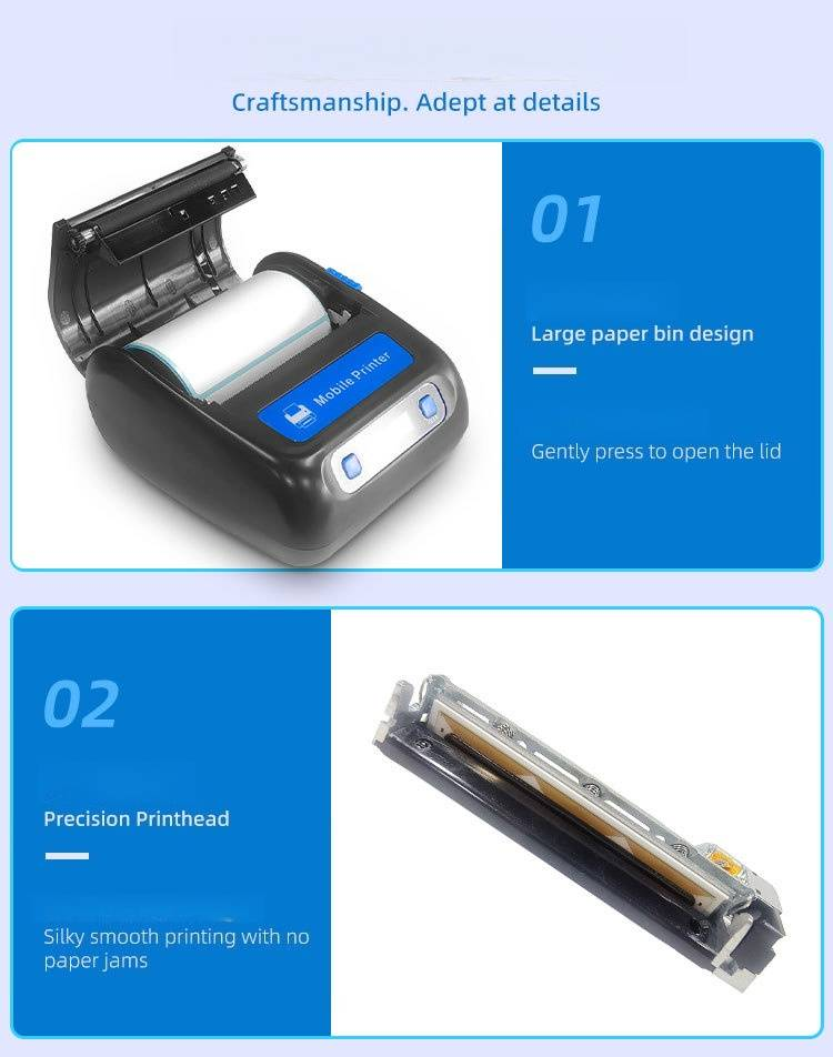 Portable 80mm Thermal Label Printer For Shipping & Receipts - Bluetooth Mini Printer - Compact & Rechargeable (MP-805)_voghion.com