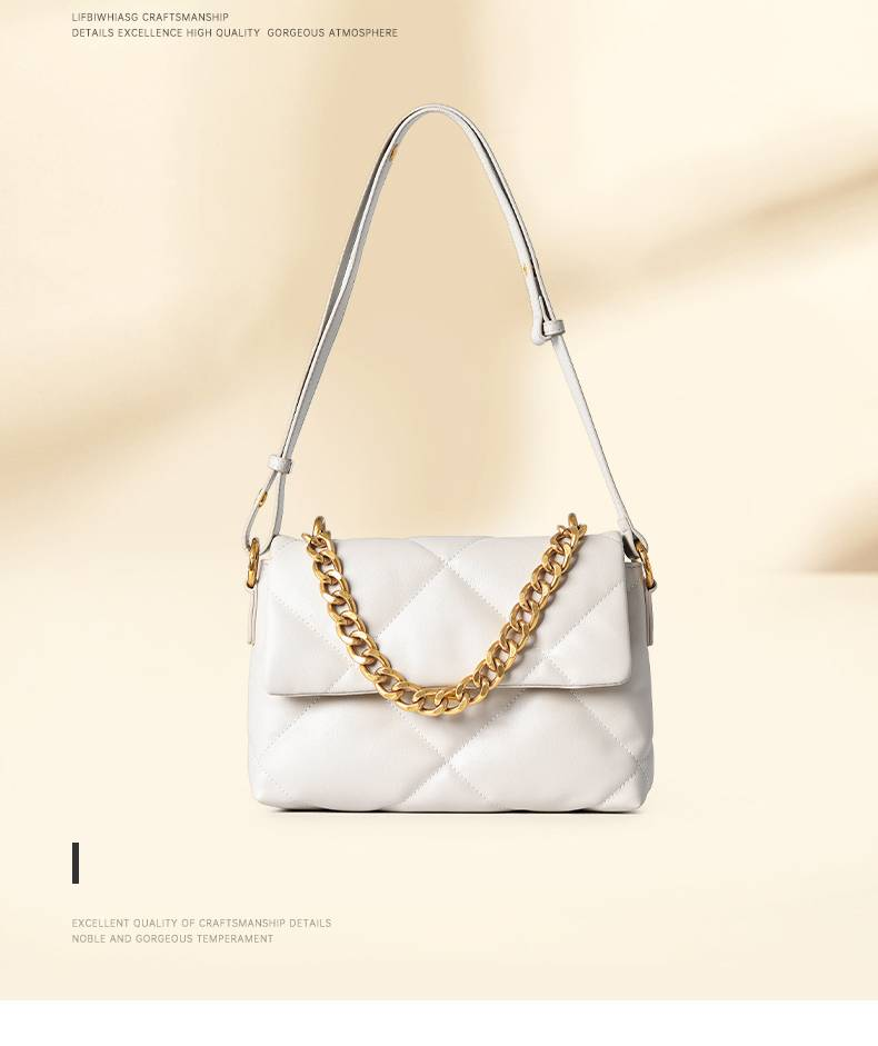 Borsa a tracolla elegante da donna - Elegante borsa quadrata piccola con tracolla a catena in morbida pelle PU, perfetta per l'uso quotidiano, borsa a tracolla leggera di lusso_voghion.com