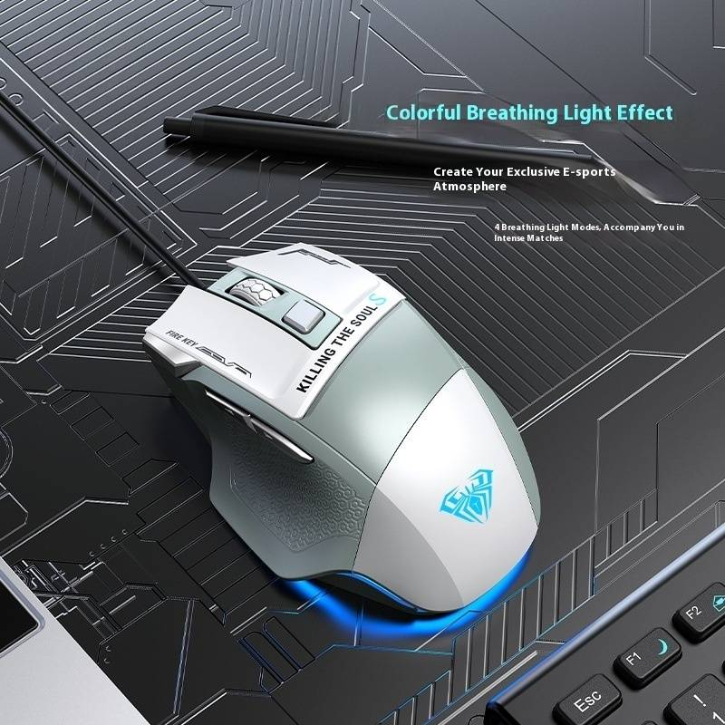 S12 Kabelgebundene Gaming-Maus mit RGB-Beleuchtung, 7 programmierbaren Tasten, 3000 DPI, ergonomisches Design für PC- und Laptop-Gamer_voghion.com