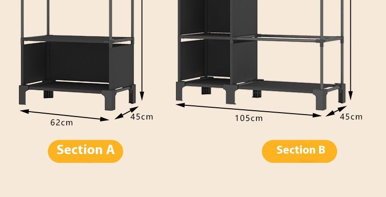 Portable Wardrobe Closet With Dust Cover – Freestanding Closet Organizer With Shelves, Easy Assembly, Modern Design For Home & Dorm_voghion.com