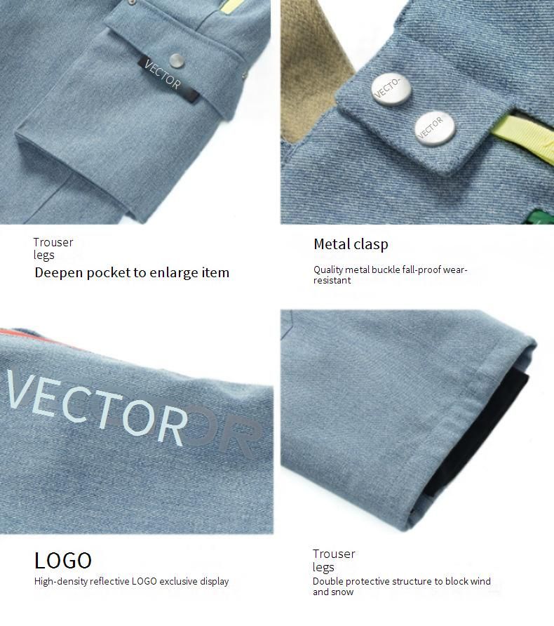 Wasserdichte Ski-Latzhose für Kinder – Isolierte und abnehmbare Skihose für Jungen und Mädchen (120–160 cm) – (Denimblau/Spielplatz-Doodle)_voghion.com