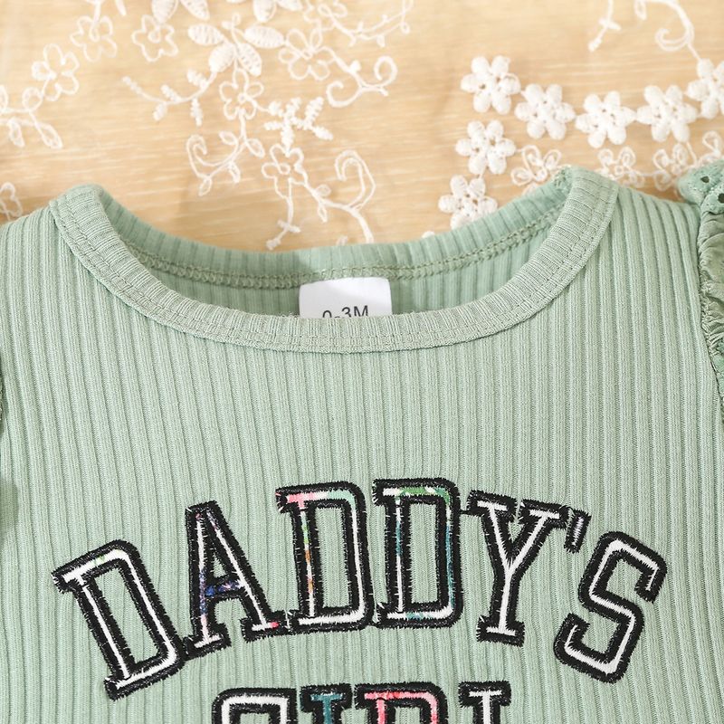 Adorabile completo da neonato composto da 3 pezzi con ricamo di lettere e stampa a fiocco, in morbida maglia di cotone, comodo ed elegante per neonati (0-12 mesi)_voghion.com