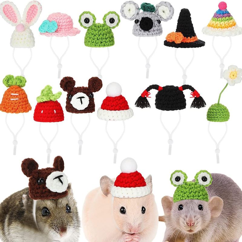 Mini Handgefertigte Gestrickte Meerschweinchen Kleine Maus Mütze Geeignet Für Schlange Haustier Eidechse Hamster Bartagame_voghion.com