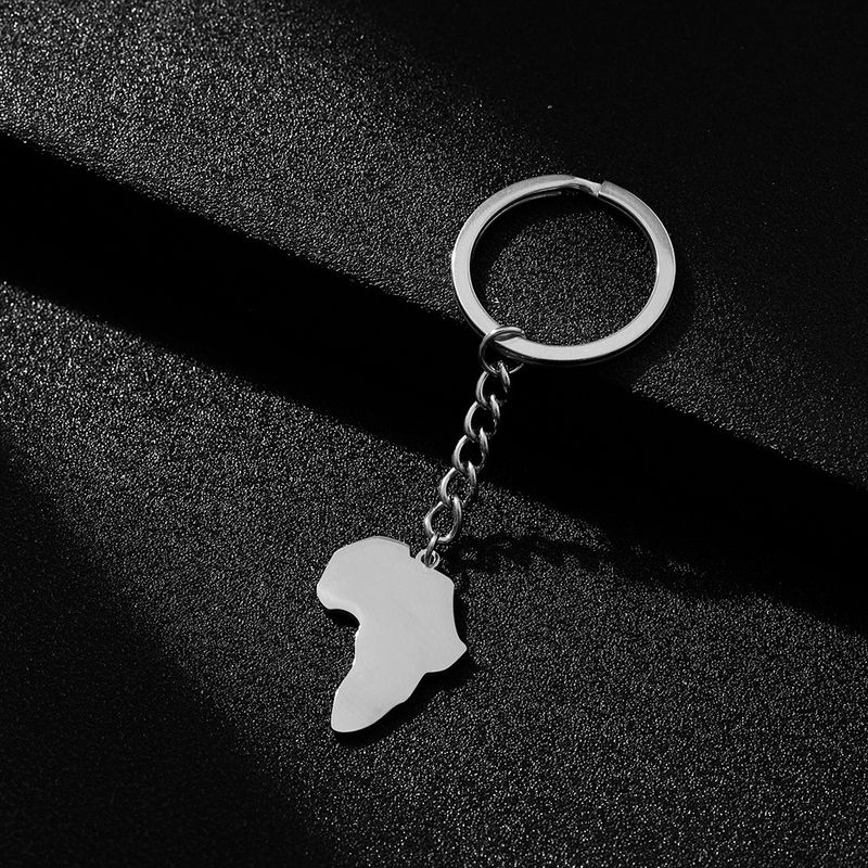 African Map Heart Keychain - Glossy Titanium Steel Pendant With Ethnic Motifs For Men & Women_voghion.com