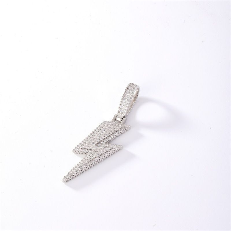 hip hop lightning pendant necklace copper inlaid zircon simple all-match Universal Cool style necklace pendant pendant_voghion.com