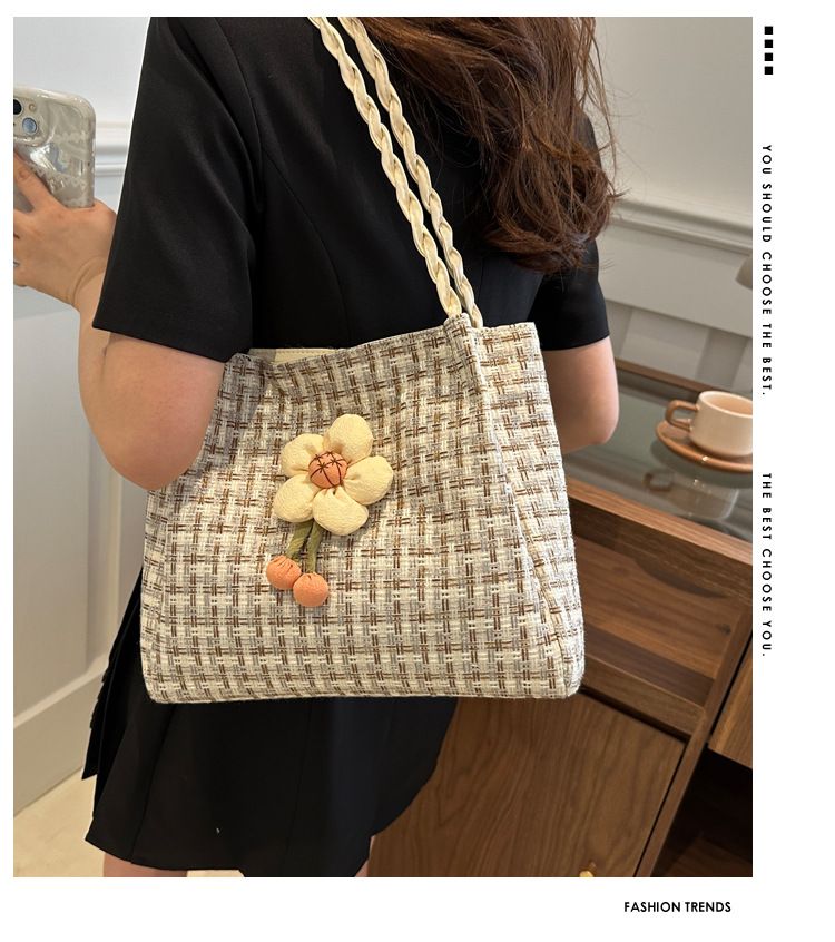 Printemps/été nouveau sac pour femme sac tissé en paille sac fourre-tout minimaliste de grande capacité bord de mer loisirs vacances sac tissé boucle magnétique pour la plage d'été_voghion.com