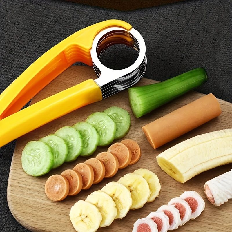 Affettatrice multiuso in acciaio inossidabile - Perfetta per banane, frutta, verdura e salsicce - Affettatrice manuale per utensili da cucina_voghion.com