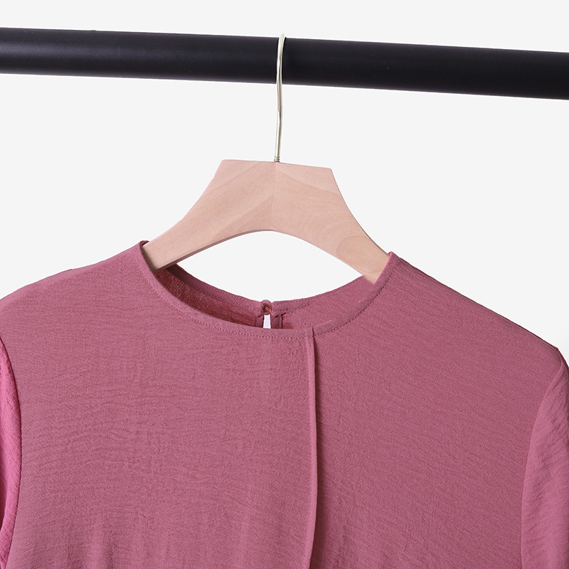 Conjunto feminino de camisa manga bolha solta e elegante com calças largas_voghion.com