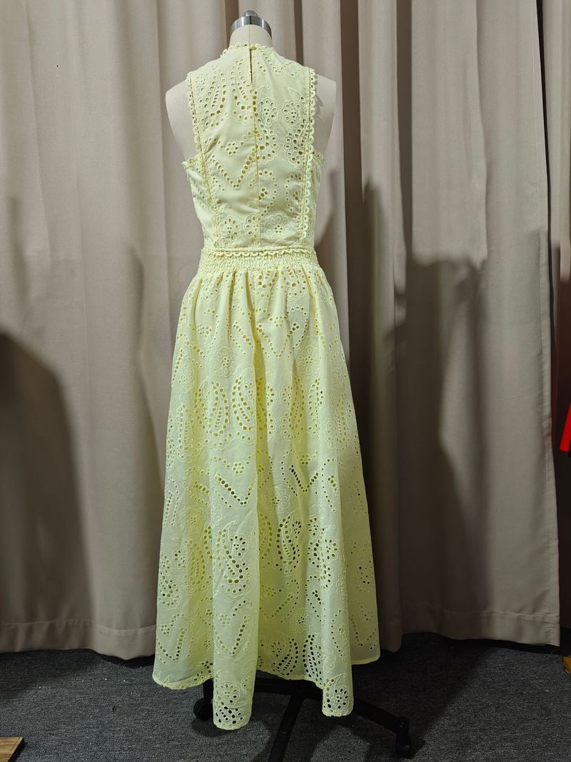 Women's Clothing Casual Fashion Sleeveless Pocket Long Skirt Dress Two Piece Suit_voghion.com