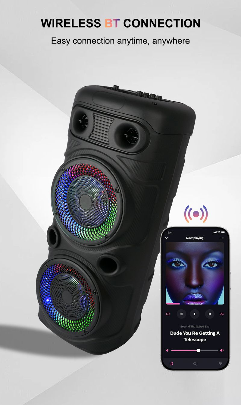 Sing-e ZQS8227S Çift 8 inç yüksek güçlü Bluetooth hoparlör RGB ışık açık kare dans KTV ses_voghion.com