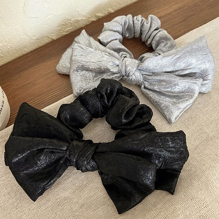 Fascia per capelli con fiocco in argento alla moda coreana, elegante fascia per capelli con intestino crasso, fascia per capelli fritta coreana per le donne, 2024, nuovo stile_voghion.com