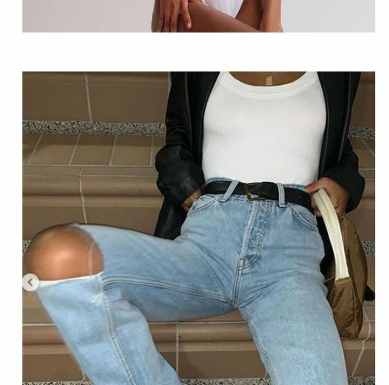 Canotta senza schienale con bordo largo per donna, nuova tuta estiva alla moda con spalline spesse e bottoni nascosti._voghion.com